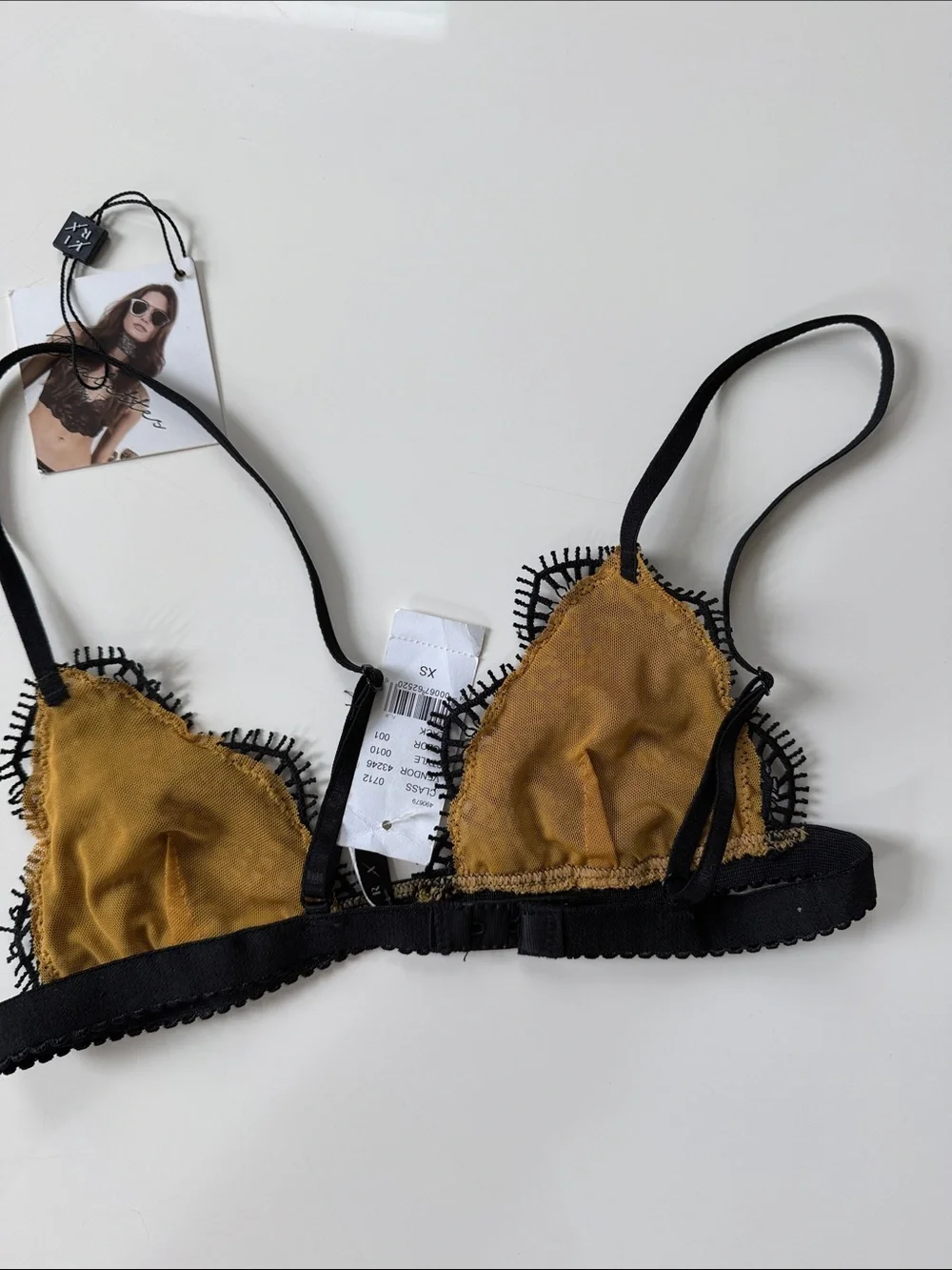 Lira Black Lace Bralette with Gold Lining